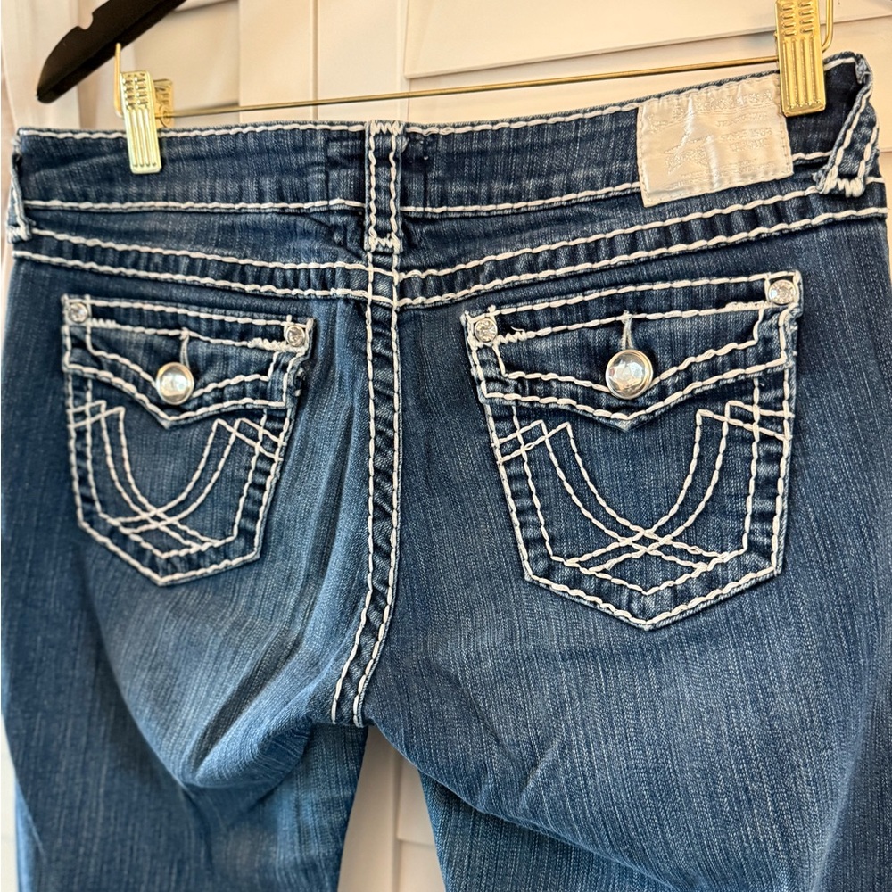 L.A. Idol Y2K McBling Rhinestone Thick Stitch Skinny Jeans Size 11 - Picture 7 of 11